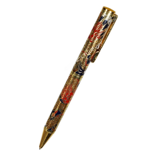 Kugelschreiber Cloisonne Emaille Drachen blau gold 5397d - zum Schließen ins Bild klicken